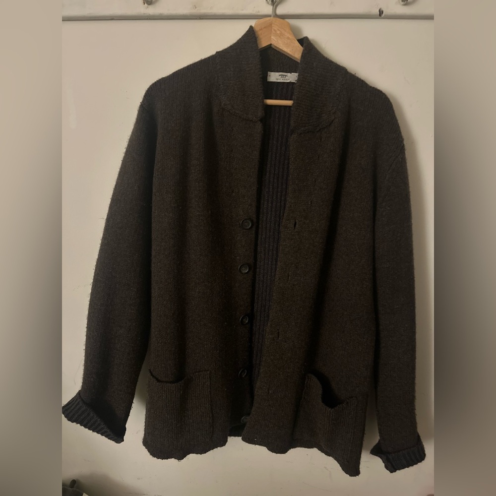 Inis Meain Silk/Cashmere blend Pub Jacket- Brown/Blue- M